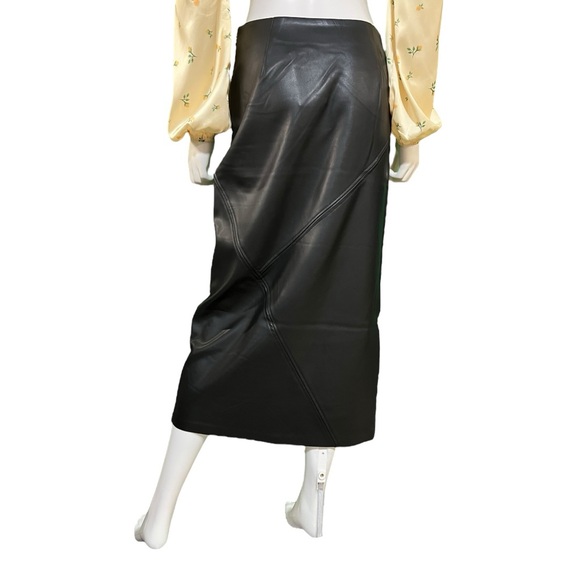 Topshop Black Faux Leather Midi Skirt, 6 - Picture 8 of 11